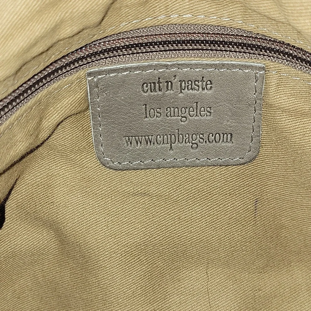 Cut & Paste for Anthropologie Studded Gray Leather Shoulder Bag